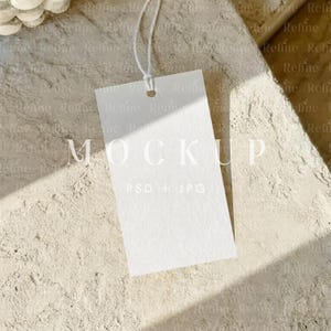 Minimal Tag Mockup PSD, Clothing Label Tag Mock up, Hanging Paper Tag Template PSD, Product Price Tag Mockup, Sunlight Gift Tag Mockup