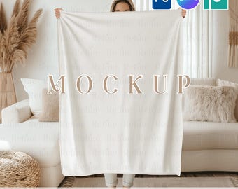 Mockup de cobertor PSD PNG, Mockup de cobertor de lã, Modelo de cobertor de pelúcia, Mockup de cobertor de bebê, Design de cobertor de berçário PSD Mockup Canva