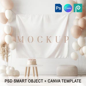 Wall Tapestry Mockup, White Blank Tapestry PSD, Boho Tapestry Mockup, Nursery Tapestry Mockup, Textile Mock up, Kids Wall Decor Template