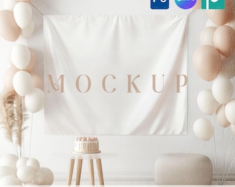 Wall Tapestry Mockup, White Blank Tapestry PSD, Boho Tapestry Mockup, Nursery Tapestry Mockup, Textile Mock up, Kids Wall Decor Template