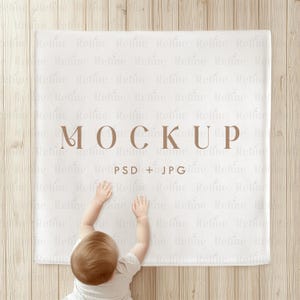 Baby Blanket Mockup, Soft Fleece Nursery Blanket Template, Velveteen Plush Blanket Mock up, Sherpa Blanket Mockup, 40x40 Blanket PSD Mockup