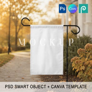 Fall Garden Flag Mockup, 12x18 Outdoor Yard Flag Template, Autumn Outside Banner Mock up