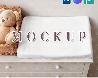 Changing Pad Cover Mockup PSD PNG, Baby Changing Mat Mock-up