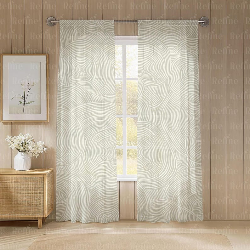 Linen Curtain Mockup, Sheer Voile Drapes Curtain Template, Home Window ...
