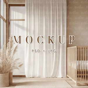 Curtain Mockup, Elegant Window Drapes Display, Smart Object Curtain Mockup, Fabric Panel Mockup, Home Decor Digital Curtain Template Mock up