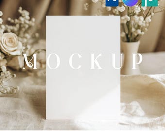 5x7 Wedding Invitation Card Mockup, Minimal Cards Mock up, Birthday Invite Mockups PSD Canva