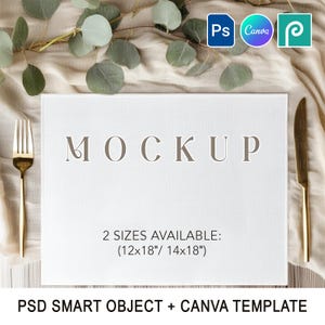 Placemat Mockup PSD Canva, Table Setting Mockup, 18x12 Table Mat Template, Kitchen Linen Mat Mock up, Placemat Design PSD, Table Mat Mock up