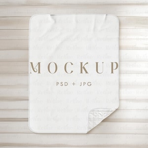 Baby Blanket Mockup PSD, Fleece Velveteen or Sherpa Nursery Blanket Mockup, Folded Baby Blanket Mock-up, Neutral Mockup Blanket for Newborns