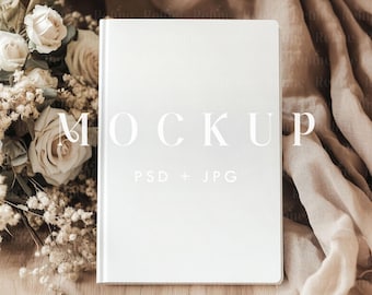 Wedding Journal Mockup, Hardcover Notebook Mockup, Planner Mock up, Leather Notebook Journal Mockup, Boho Hard Cover Notebook Template PSD