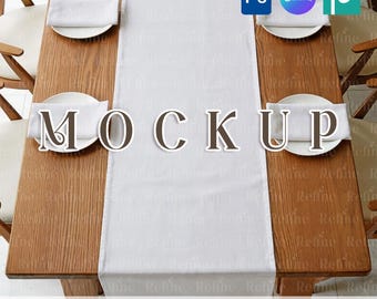 Mockup di tovagliolo/runner da tavola, tessuto di lino (PSD PNG Canva)