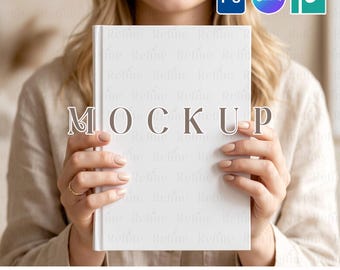 A5 Notebook Mockup, Hardcover Journal Template, Planner Cover PSD Canva