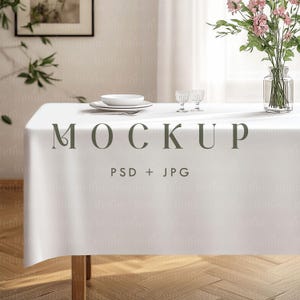 Table Cloth Mockup, Textile Fabric Mockup PSD, Tablecloth Mockup, Kitchen Table Cloth PSD Mock up, Tablecloth Fabric Pattern Mockup