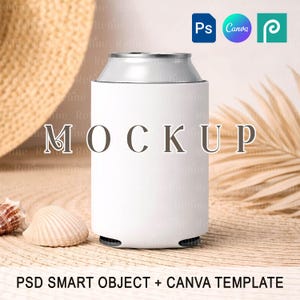 Can Cooler Mockup, Beer Thermos Case Template PSD Canva