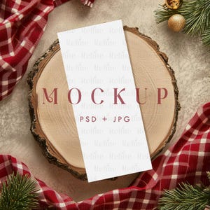 Ticket Mockup, Christmas Gift Voucher Mockup, 7x3 Card Mockup, Event Concert Card Mock up, Festive Gift Voucher Mockup, Holiday Card Mock-up