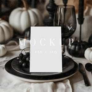 Black & White 5x7 Invitation Mockup, Boo Invite Mockup, Halloween Party Card Mockup, Halloween Invite Mockup, Greeting Card PSD smart object