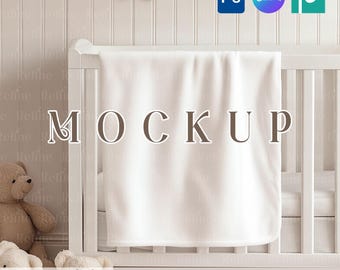 Mockup de manta em tecido, mockup de manta de lã, mockup de manta de bebê em PSD, mockup de manta para berçário em PSD, mockup têxtil, modelo de manta de pelúcia em PSD