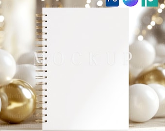 A5 Spiral Notebook Mockup, Planner Cover PSD Mock up, Canva Journal Template
