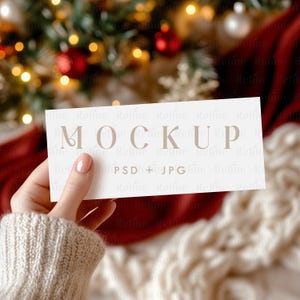7x3 Tickets Card Mockup, Christmas Holiday Ticket Mockup, Event Concert Card Mockup PSD, Festive Gift Voucher Mockup, Coupon Mock-up PSD