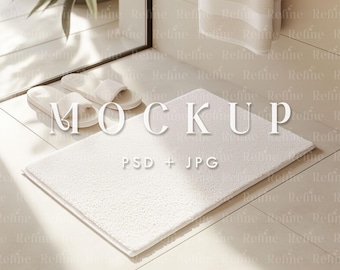 Bathroom Mat Mockup, Bath Mat Mockup PSD, Bathroom Carpet Mock up, Rug Carpet PSD Mock up, Rectangle Bath Mat Mockup, Large Bath Mat Mock up