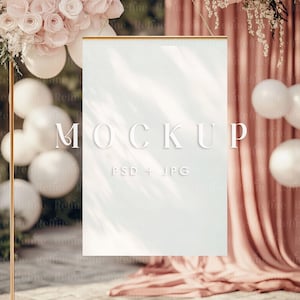 Pink Welcome Sign Mockup, Welcome Kid Birthday Sign Mockup, Wedding Party Poster Template PSD, Seating Chart Mockup, 2x3 Proportion Sign