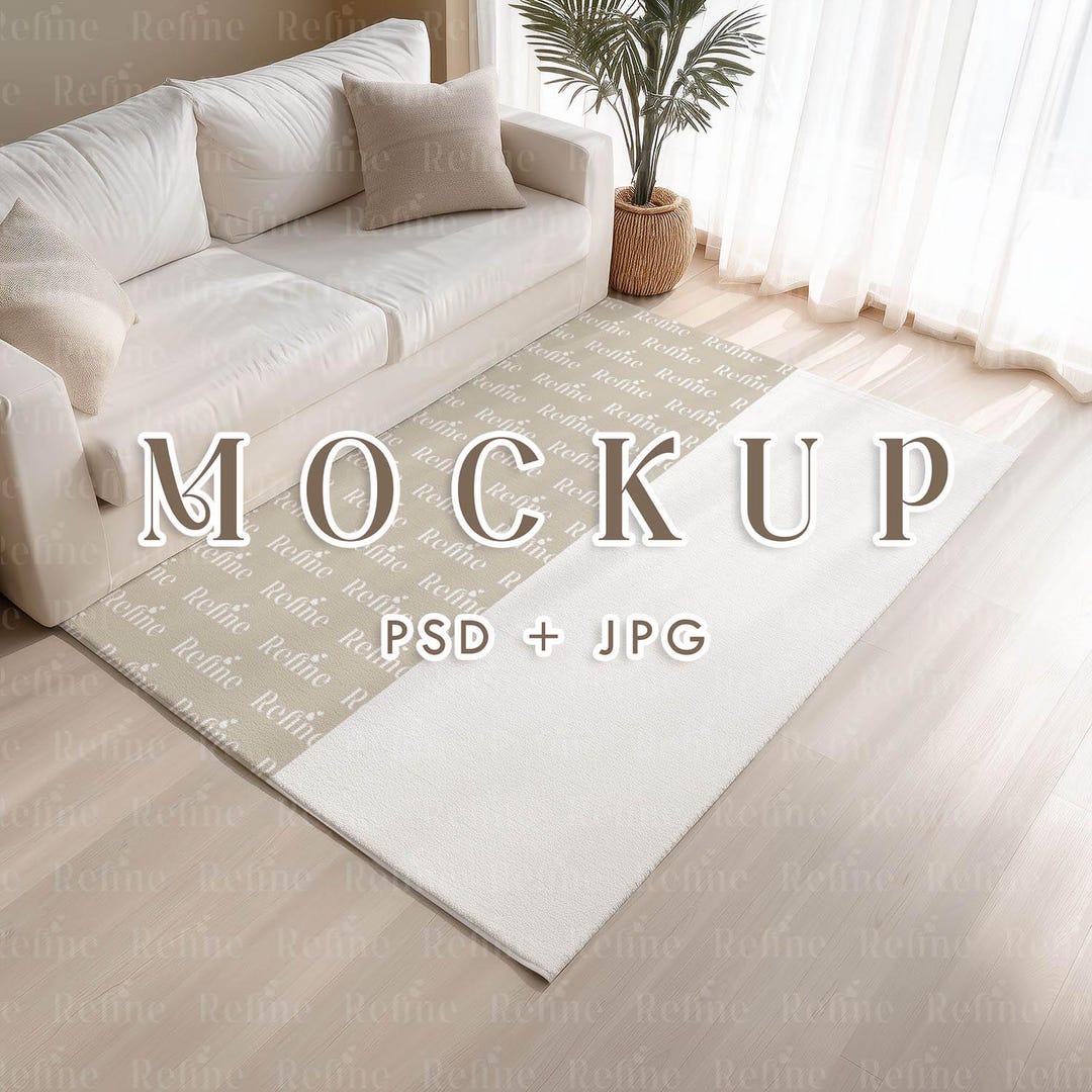 Rectangle Rug Mockup PSD, Living Room Carpet & Floor Mat Template, Area ...