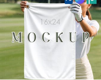 Sports Towel Mock-up, Golf Towel Mockup PSD Canva, Golf Course Towel Mock-up, Personalized Golf Gift Towel Mockup Grommet Design 16x24 inch