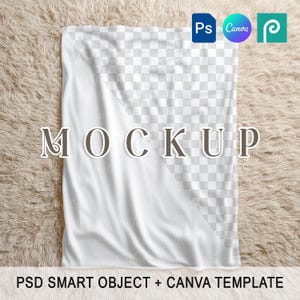 Soft Fleece Nursery Blanket Canva Mockup, Velveteen Plush Blanket Mock up, Sherpa Blanket Mockup, Baby Blanket Mockup, Folded Blanket Mockup