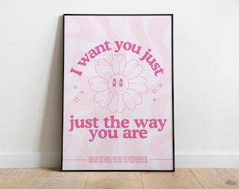 Just The Way You Are Milky | Music Print | Love Romance Valentines Print |  Dance Music | Lyrics | Quote | Trendy Print | A3 A4 A5 | DJ