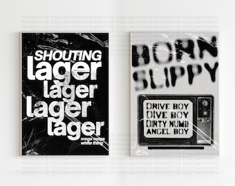 Born Slippy Bundle | Music Print | Techno Print | House Music | Bold | Lyrics | Quote | Trendy Print | A3 A4 A5 | DJ | Yosemite | Raw Cuts