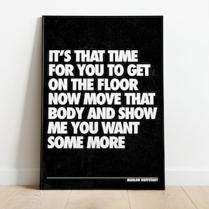 Marlon Hoffstadt It's That Time Poster | Music Print | Techno Print | House Music | Bold | Lyrics | Quote | Trendy Print | A3 A4 A5 | DJ