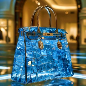 Bolso de mano de moda con vidrieras de diseñador - Azure Elegance Mosaic Tote