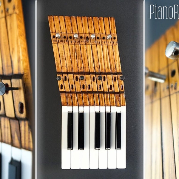 Clés de piano recyclées - Porte-clés respectueux de l'environnement inspiré de la musique - Porte-bijoux vintage, rustique, rétro et bohème