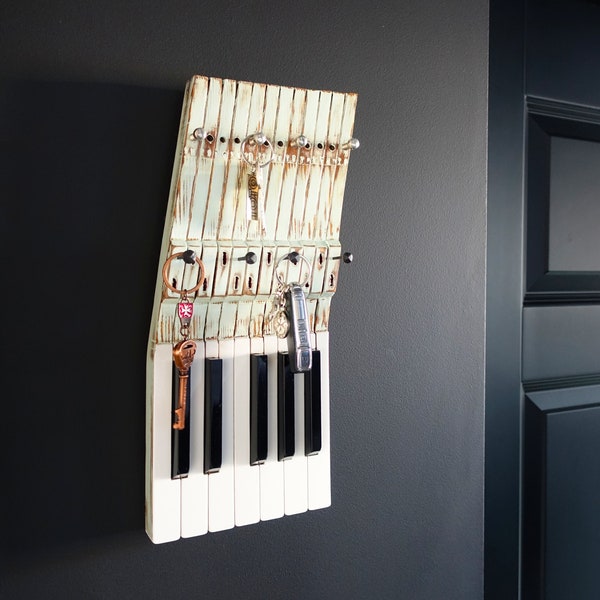 Upcycled Piano Keys | Vintage Ornament - An Elegant Piano Keys Jewelry Rack / Key Holder. Rustic Design, Shabby Chic, Unique Boho Touch