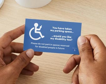 Funny Disabled Parking Business Cards Cheeky Wheelchair Parking Note Cards Disability Awareness Humour Cards Various Pack Sizes