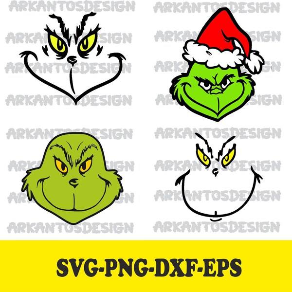 Silhouette Grinch Face Svg Etsy