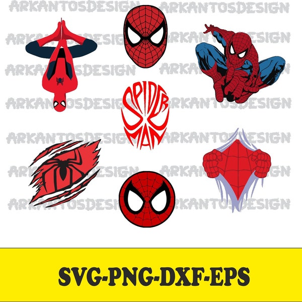 SPIDERMAN SVG Bundle, Spider-Man Svg Cut Files for Cricut, Spider Man Clipart, Spiderman Silhouette, svg, eps, dxf