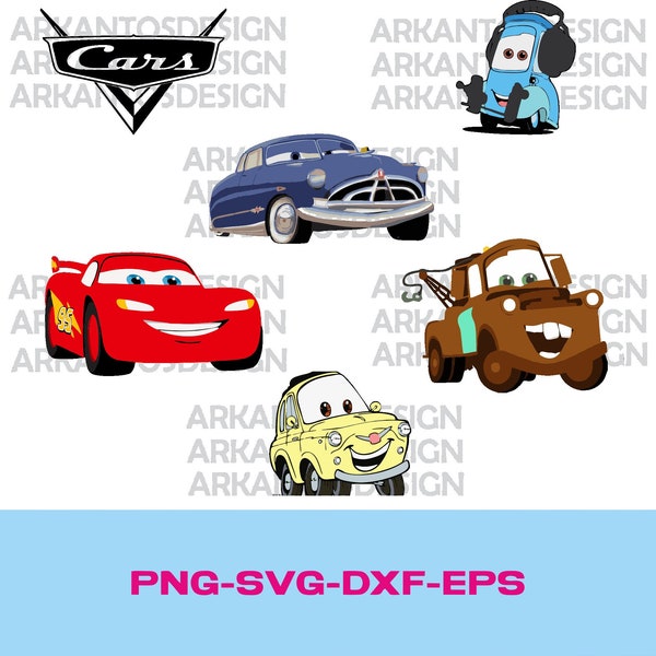 Cars SVG Bundle, cars svg, Lightning McQueen svg, Cars PNG clipart, For cars shirt or birthday, Cars dxf, Cars eps