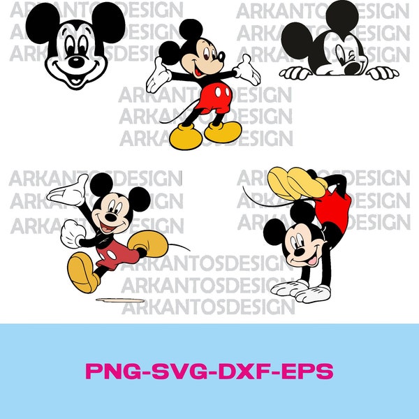 Mouse SVG Bundle Layered Head svg Birthday tshirt svg, Tumbler Mug svg files for Cricut, Png, Dxf, Eps