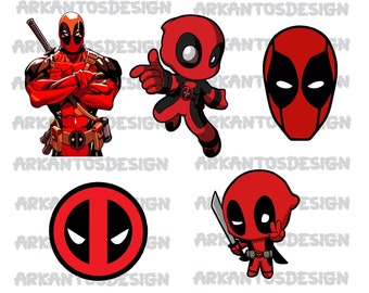 Deadpool Svg Bundle / Sillhouette Clipart / Digital Vector / Svg, Png, Eps, Dxf