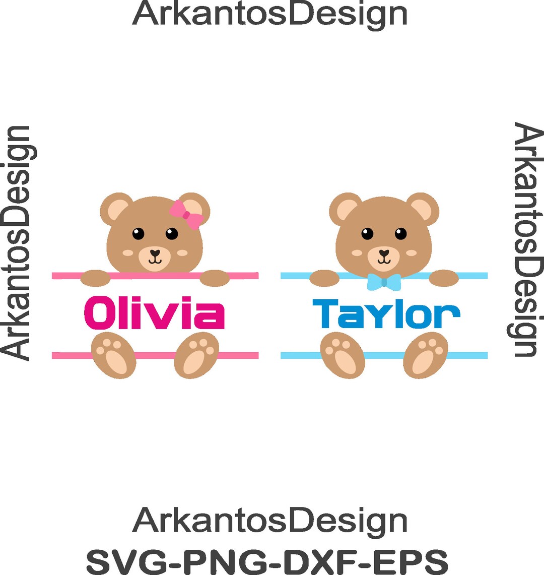 Bear Svg Baby Bear Split Circle Monogram Svg Teddy Bear Name Etsy