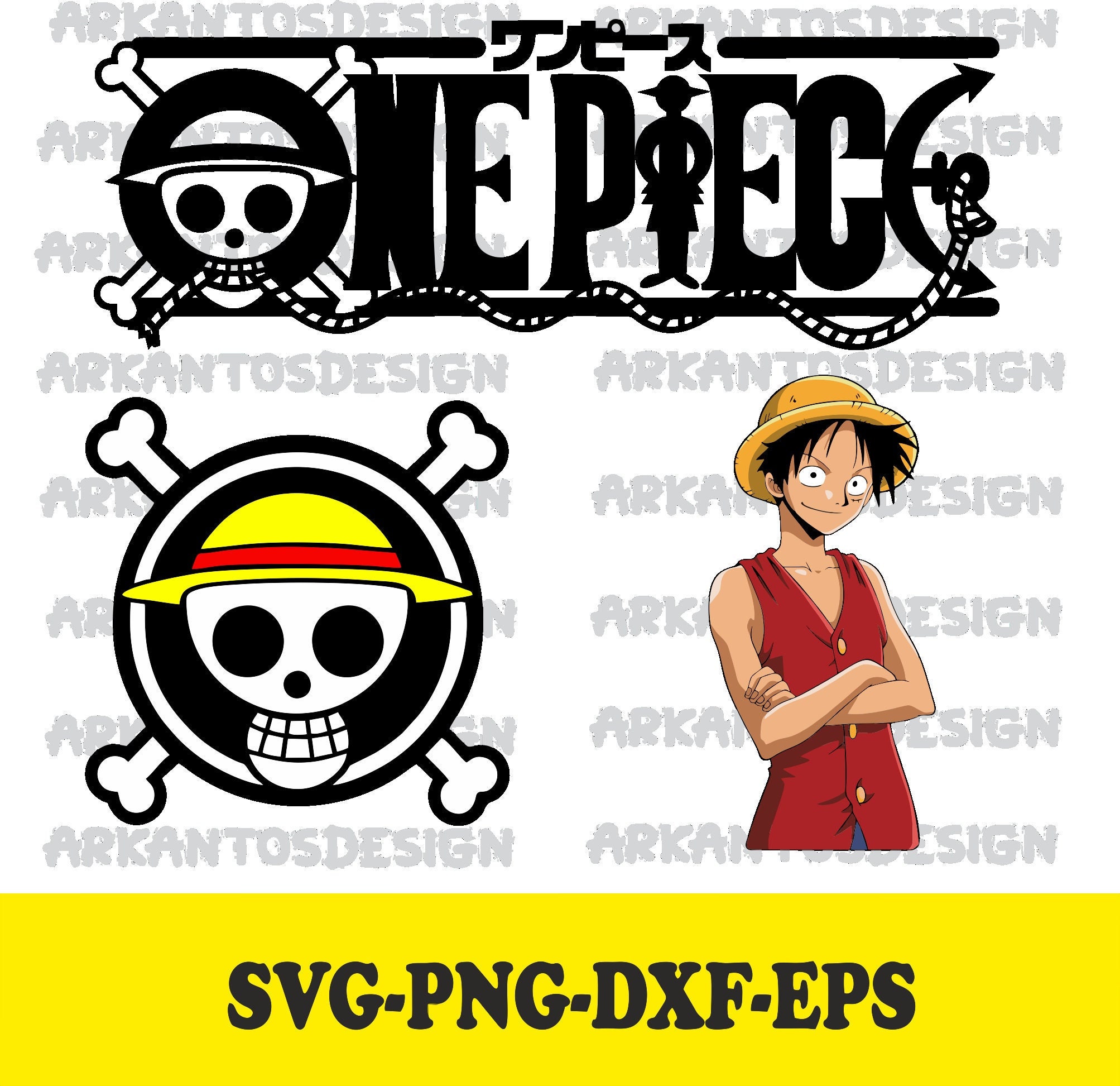 One Piece Straw Hat Pirates Skull Svg, One Piece Logo Svg, One Piece Svg,  Anime Svg, png, eps, dxf digital download.