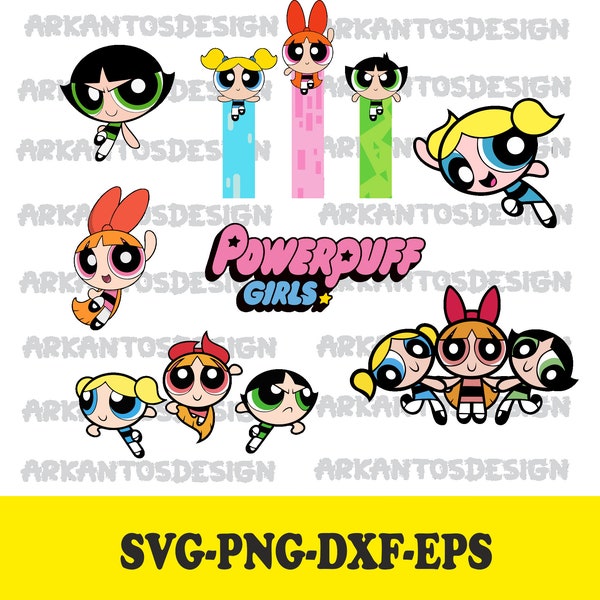 Powerpuff Girls SVG Bundle / Powerpuff Girls Birthday Invitation / Cricut Files / Instant Download / Svg, Png, Dxf, Eps