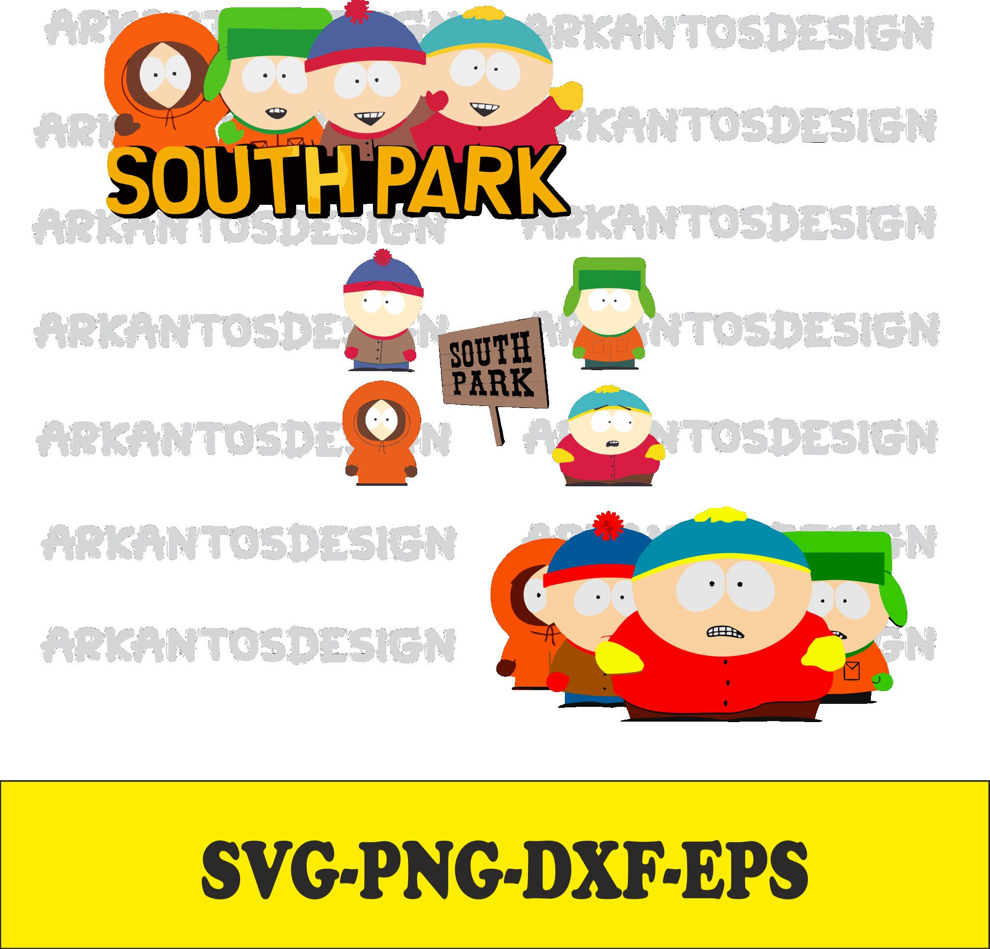 South Park South Park Vinyl Large Deluxe Stickers Variety Pack - Laptop,  Water Bottle, Scrapbooking, Tablet, Skateboard, Indoor/Outdoor - Set of 100
