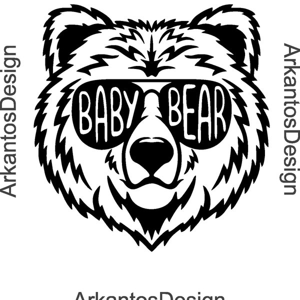 Baby Bear SVG, Baby Bear with Sunglasses, Baby SVG, Baby bear svg, Baby Bear Cut file, Baby Bear, Baby, Baby Bear, cricut, silhouette, PNG