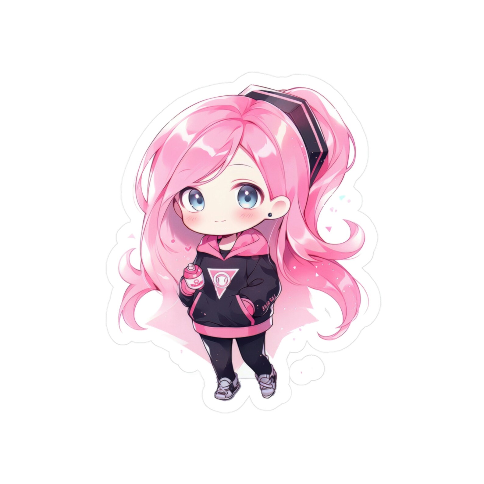 Chibi School Girl Sticker Pink Waterproof Sticker Anime Sticker Chibi ...