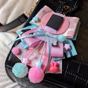 Webcore/ internetcore pompom rosette badge holder for ita bag, pin collector bag decoration, ita bag accessories
