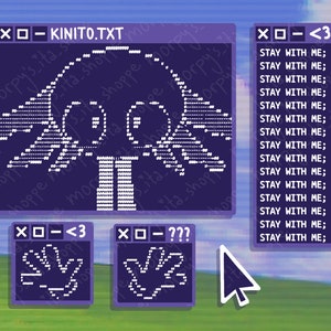 KinitoPET kinito window ascii art webcore holographic vinyl sticker set