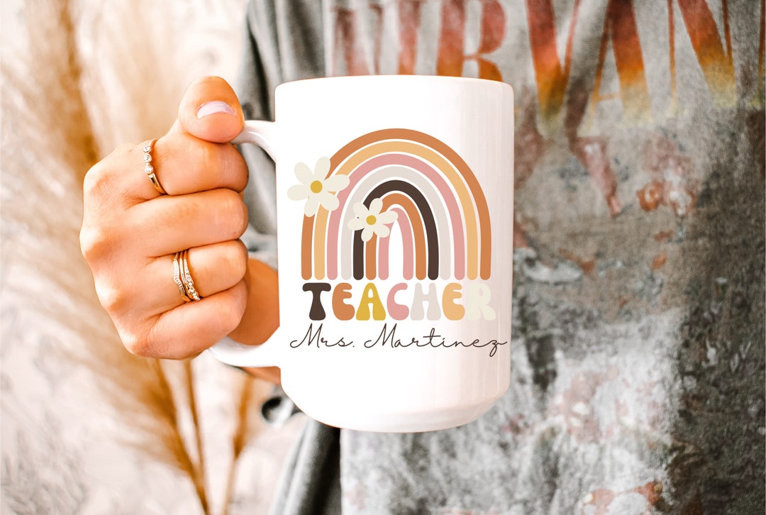Teacher Gift, Coffee Mug for Teacher, Retro Teacher Mug, Personalized
