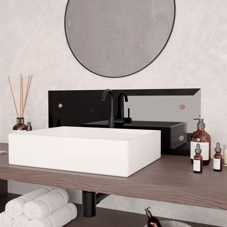 Black Glass Splashback Stove Backsplash Kitchen Wall Panel Etsy