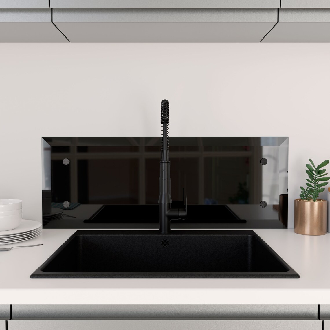 Black Glass Splashback Stove Backsplash Kitchen Wall Panel Etsy